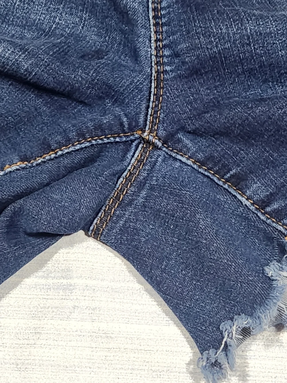 Haute Mama Maternity Full Pane Denim Shorts - Distressed. Dark Wash - Size M